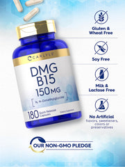 Carlyle DMG supplement bottle with 180 capsules