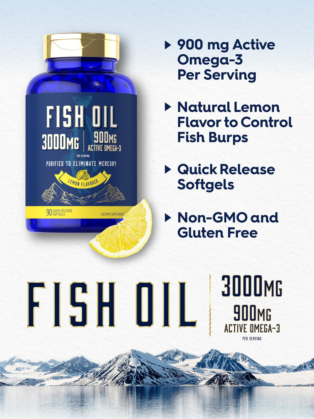 Non-GMO and Gluten Free Carlyle Fish Oil 90 Softgels