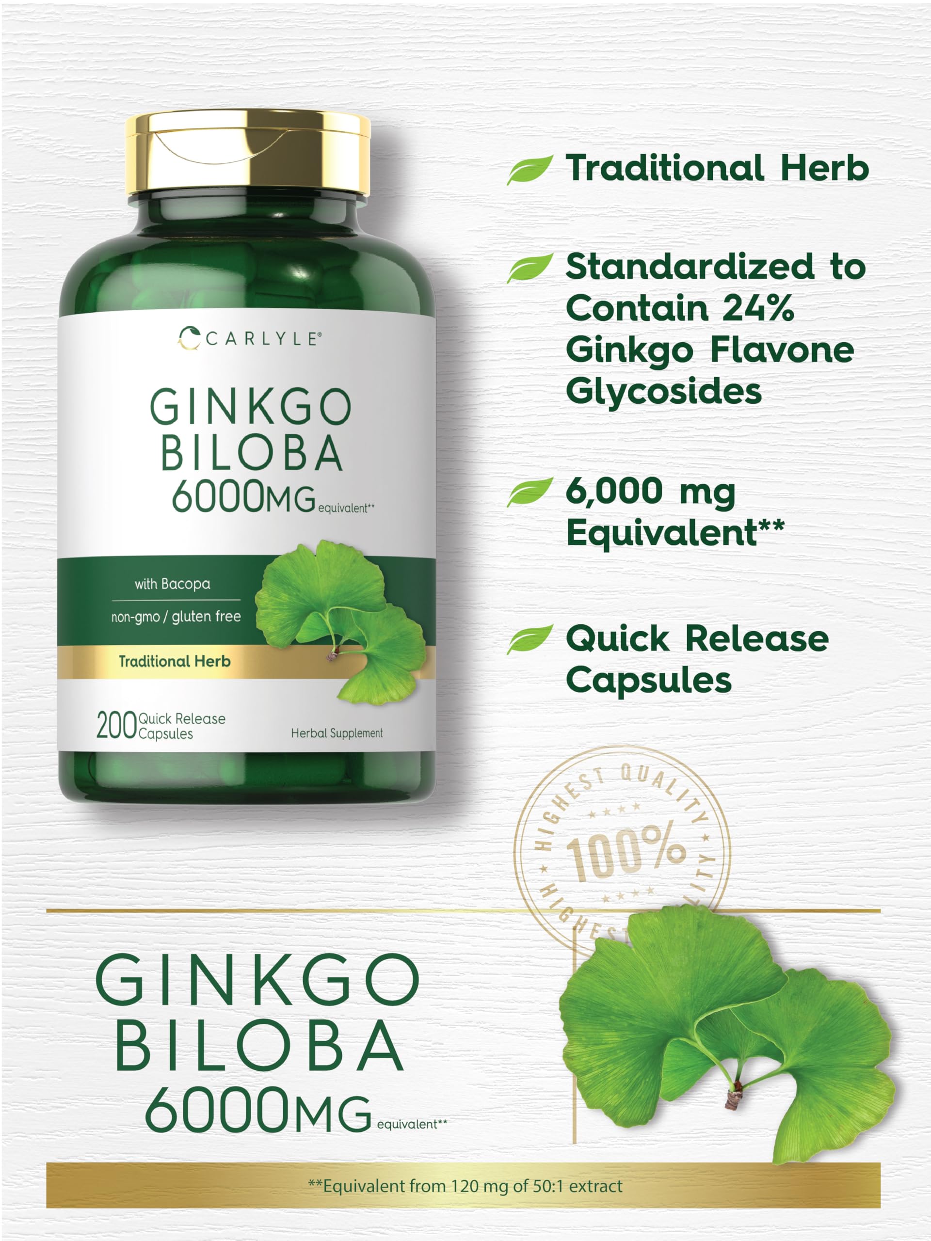 Close-up of Ginkgo Biloba capsules