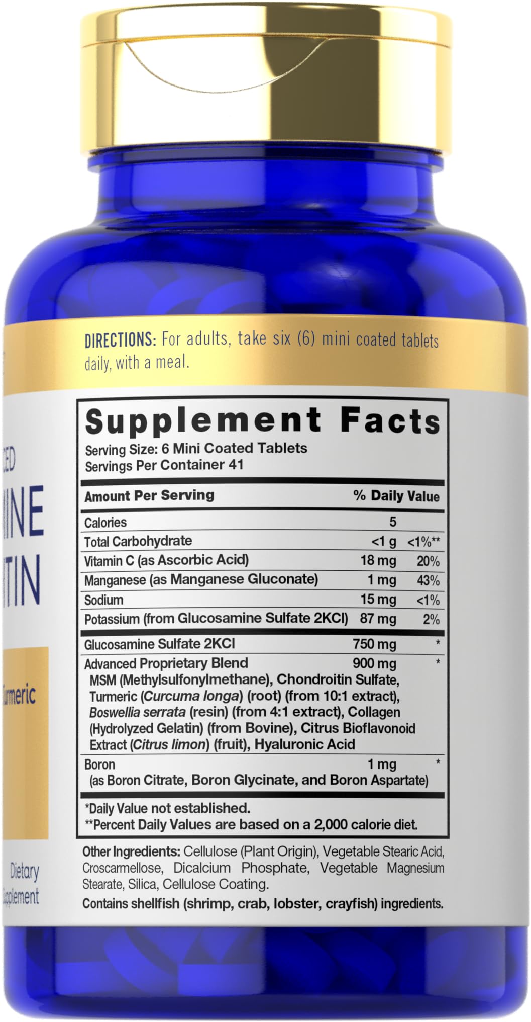 Carlyle Glucosamine Chondroitin MSM 250 Mini Tablets bottle image