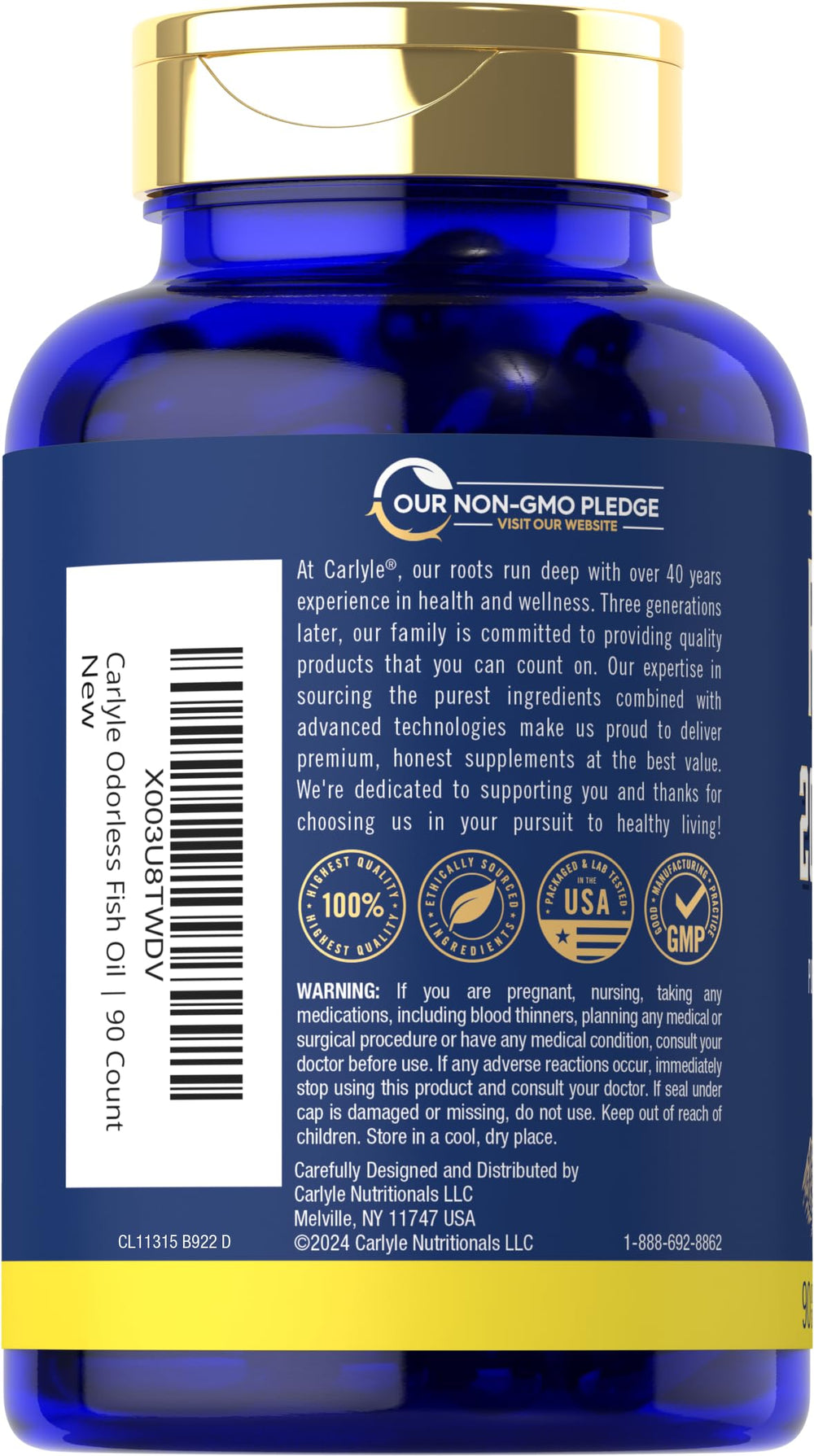 Gluten-free and Non-GMO Carlyle Fish Oil formula