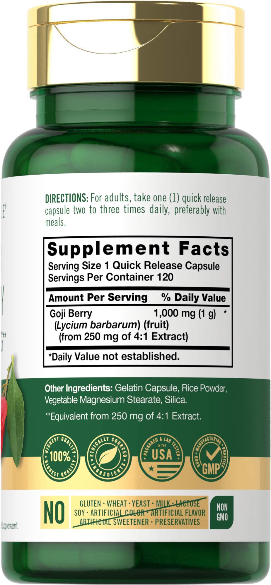 Close-up of Carlyle Goji Berry 1000mg capsules