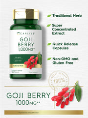Goji berry fruit extract label on bottle