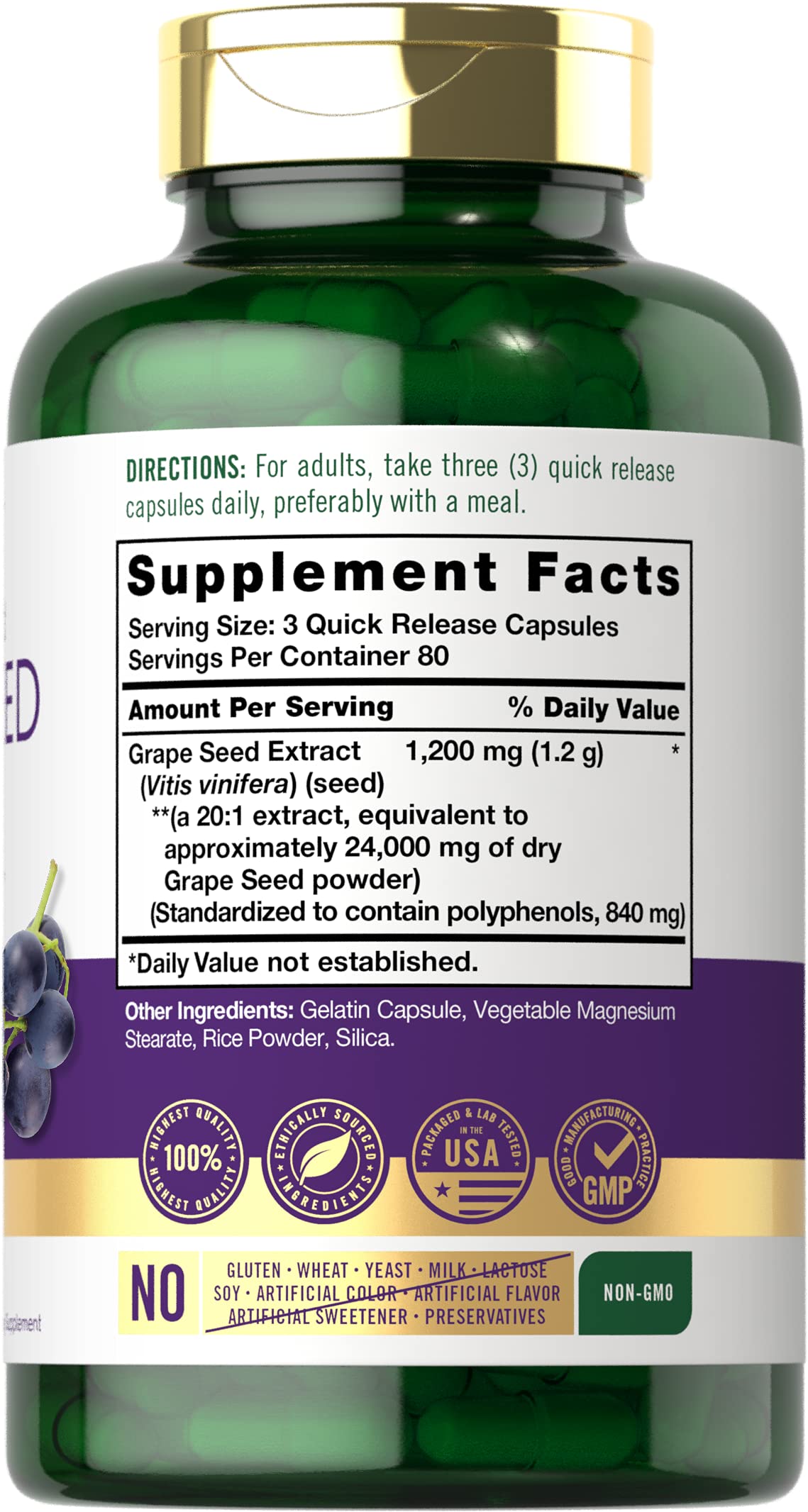 Close-up of label showing 24,000 mg equivalent per serving