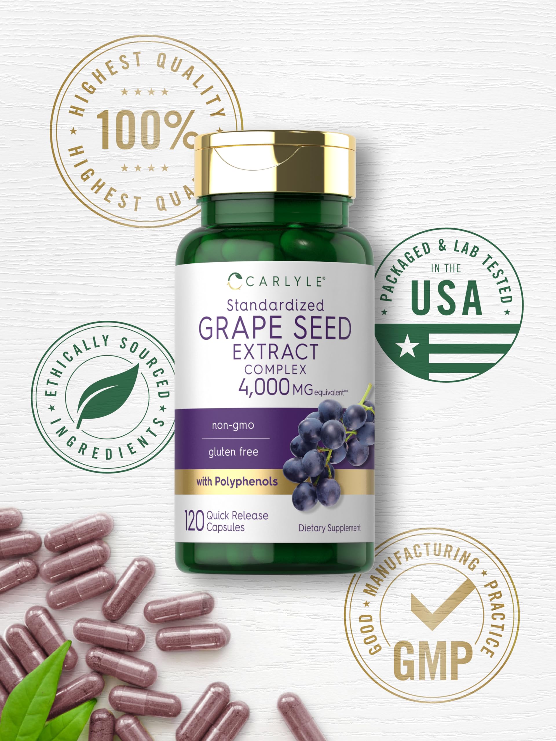 Carlyle Grape Seed Extract bottle label and branding