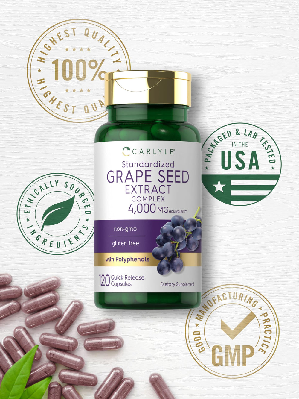 Carlyle Grape Seed Extract bottle label and branding