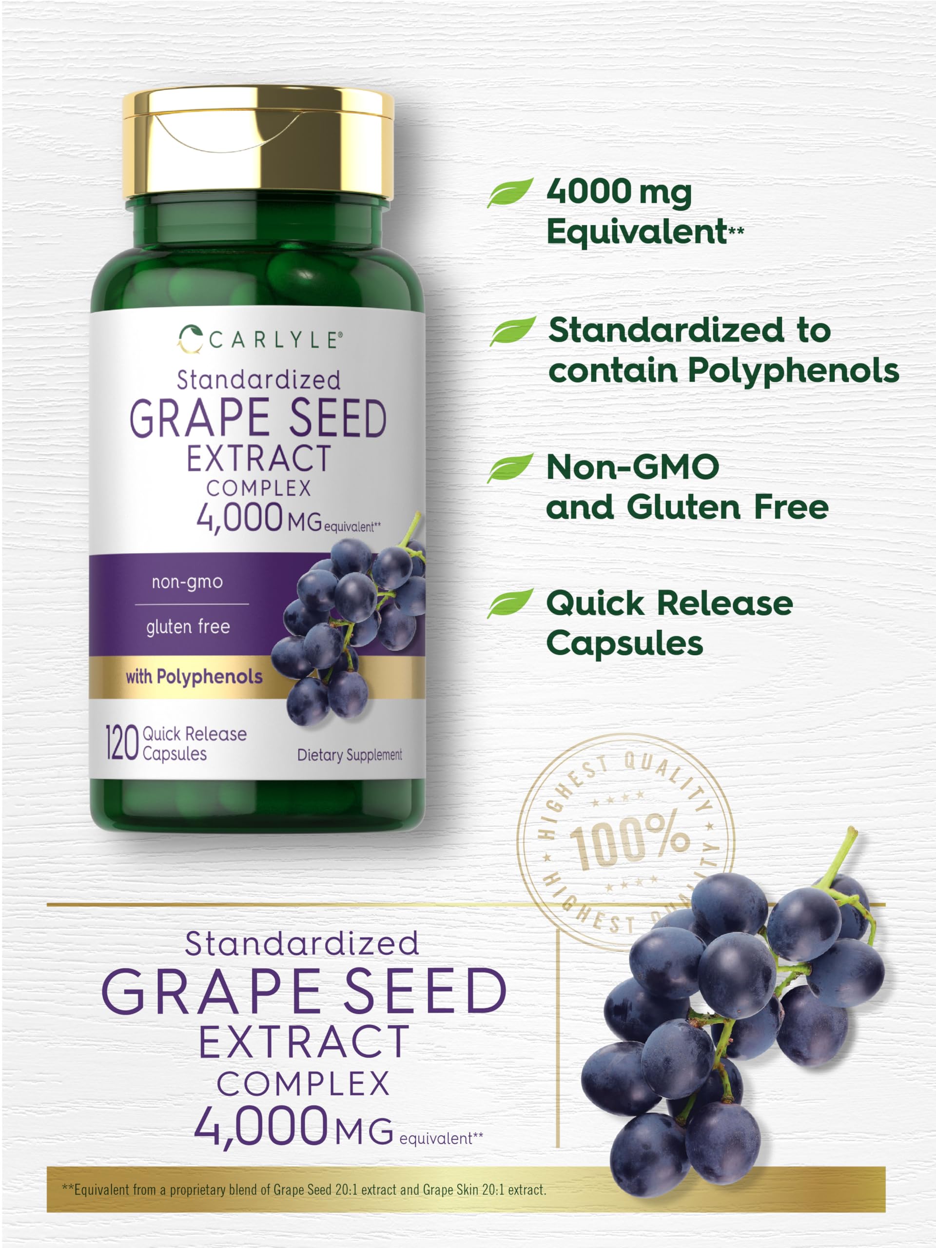 Laboratory-tested Carlyle Grape Seed Extract packaging