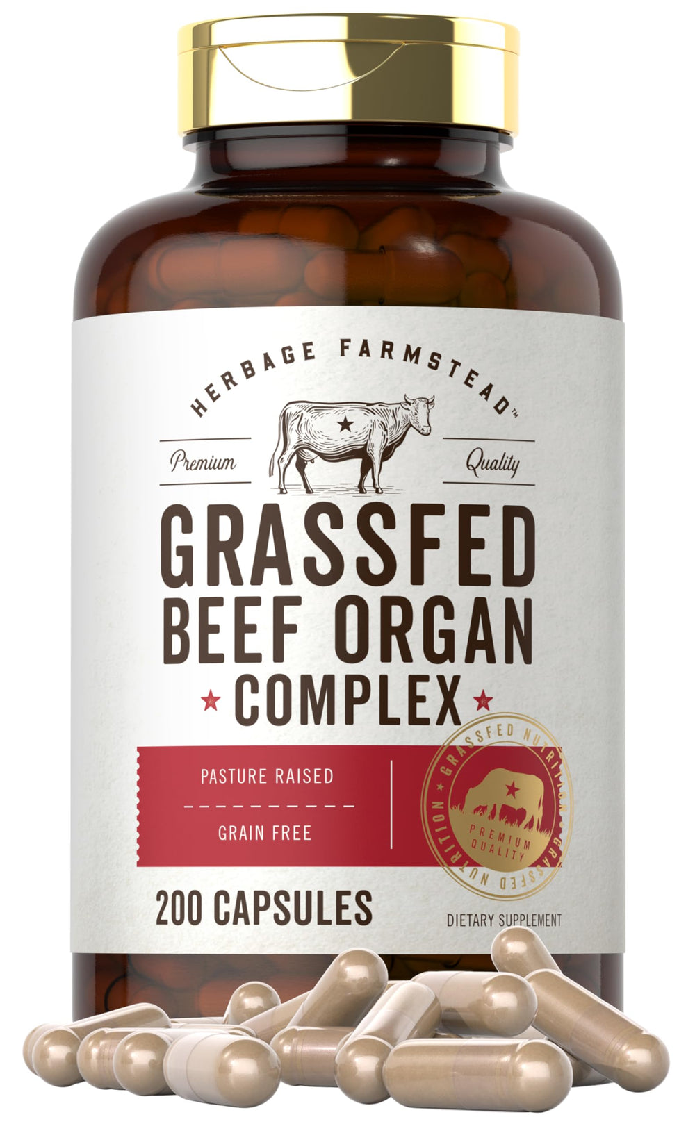 Carlyle Grass Fed Beef Organ Complex bottle with 200 capsules