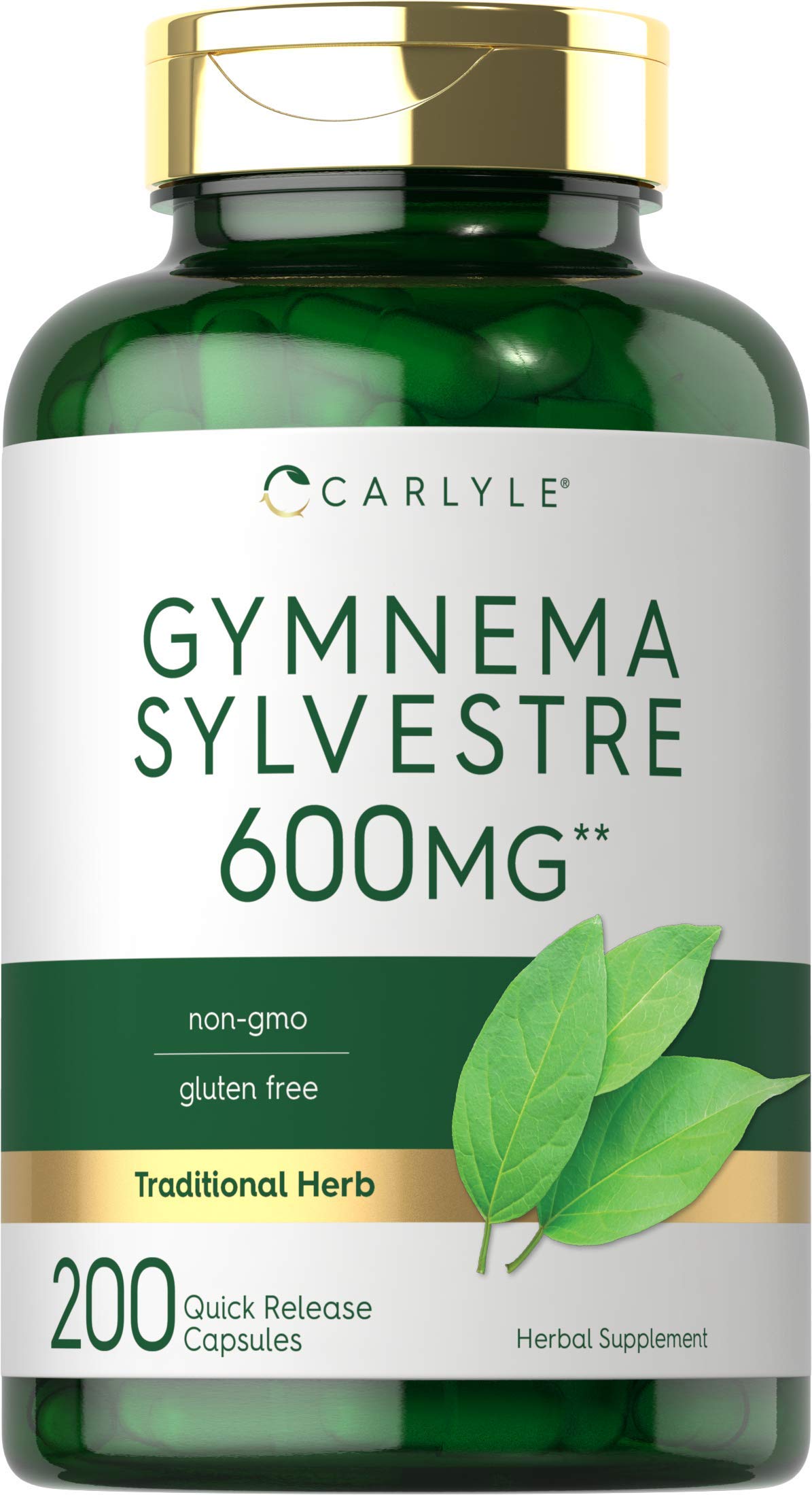 Carlyle Gymnema Sylvestre Capsules bottle label – 600mg, 200 count