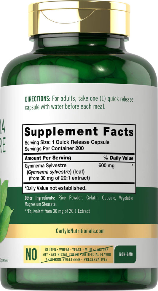 Front view of Carlyle Gymnema Sylvestre Capsules packaging