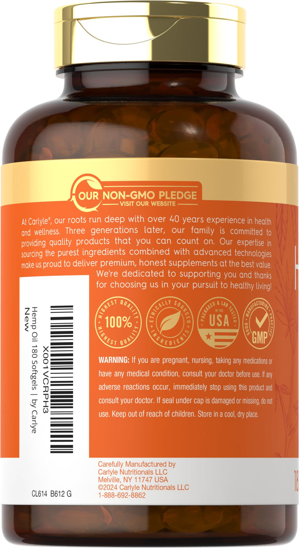 Packaging of Carlyle Hemp Oil Capsules