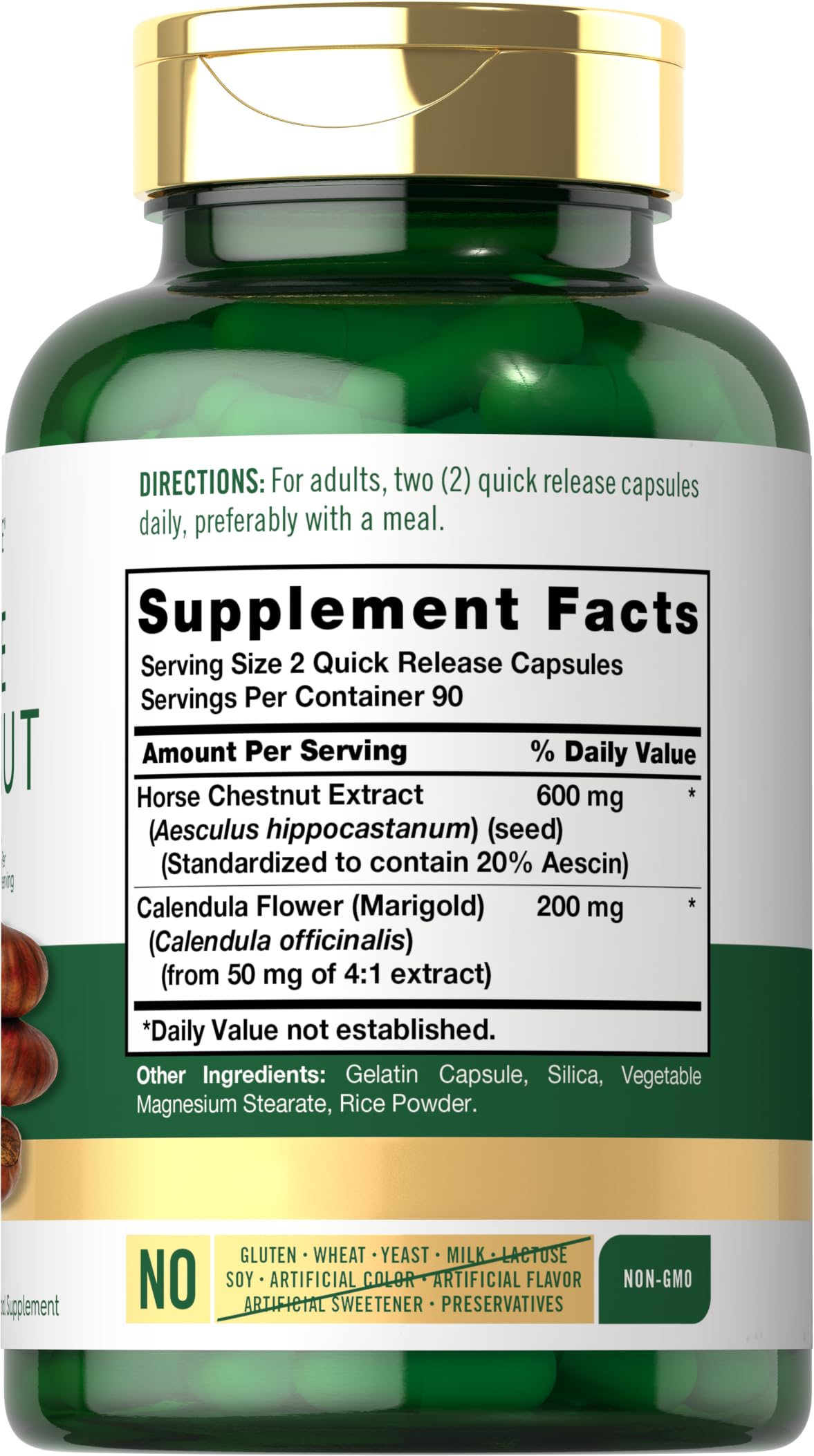 Ingredients include Horse Chestnut extract and Calendula