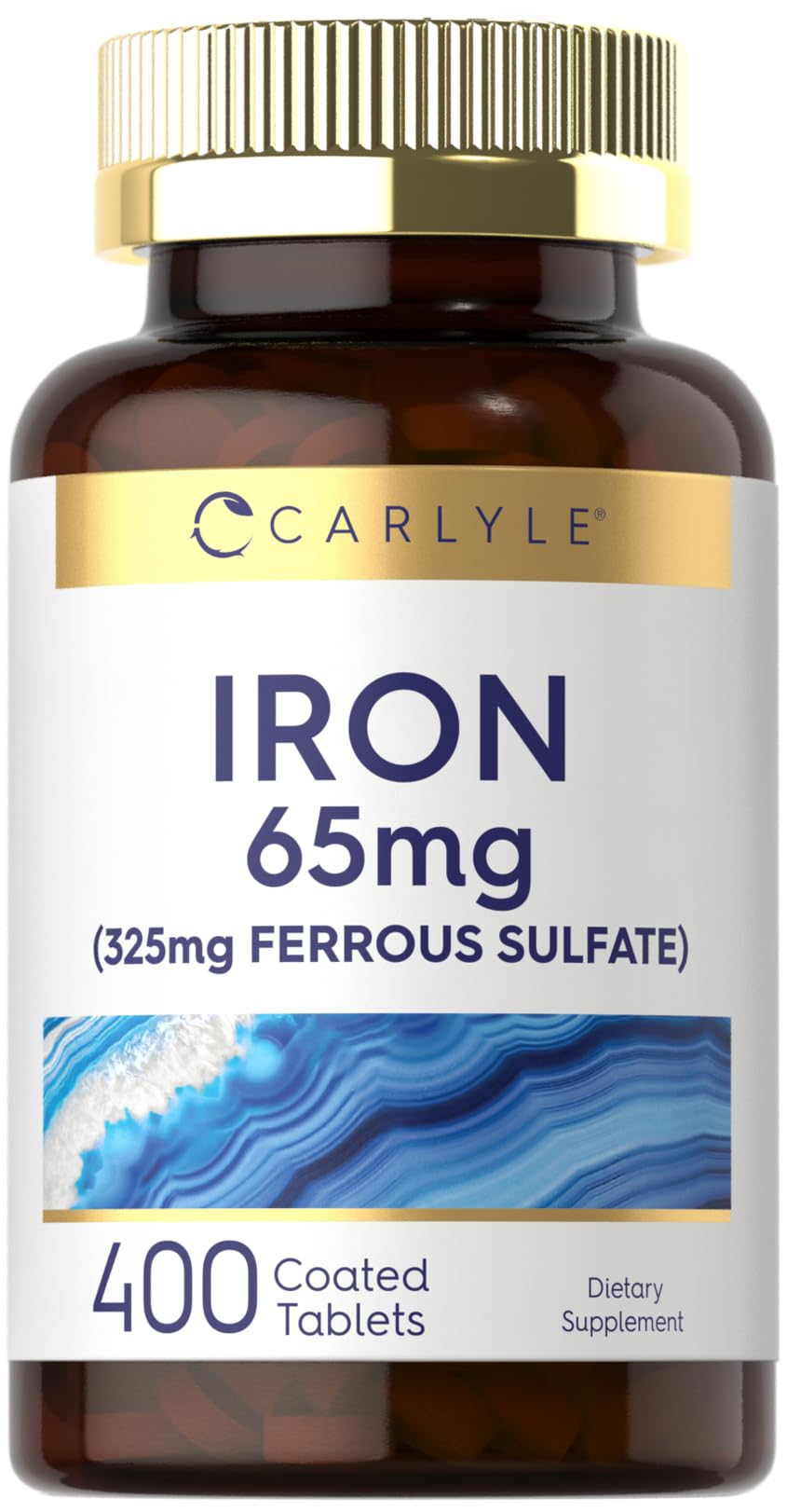 Carlyle Iron Ferrous Sulfate 65 mg bottle facing front