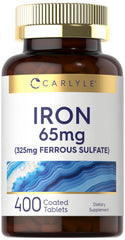 Carlyle Iron Ferrous Sulfate 65 mg bottle facing front