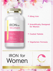Close-up of Carlyle Iron Supplement coated tablets