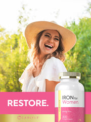 Gluten-free, non-GMO Carlyle iron supplement icons