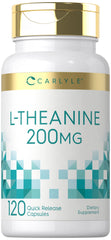 Front view of Carlyle L-Theanine 200mg bottle - 120 capsules