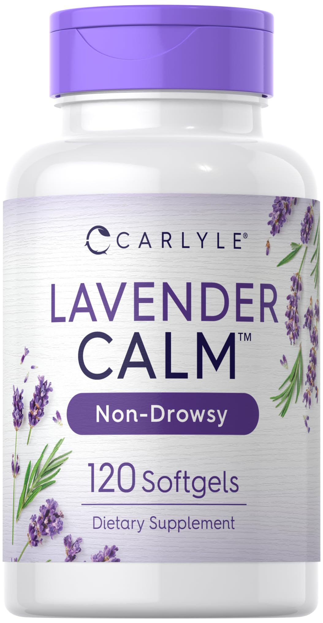 Carlyle Lavender Pills bottle showing 120 softgels