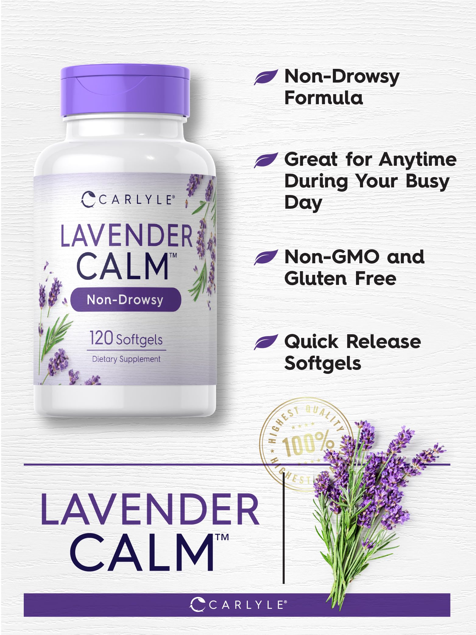 Close-up of Carlyle Lavender Pills ingredient label