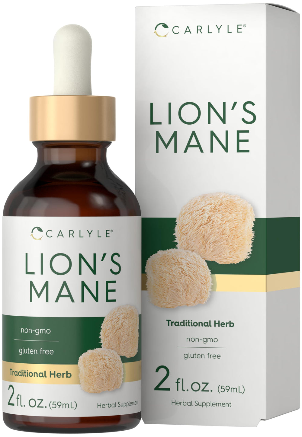 Carlyle Lions Mane Mushroom Supplement bottle label front