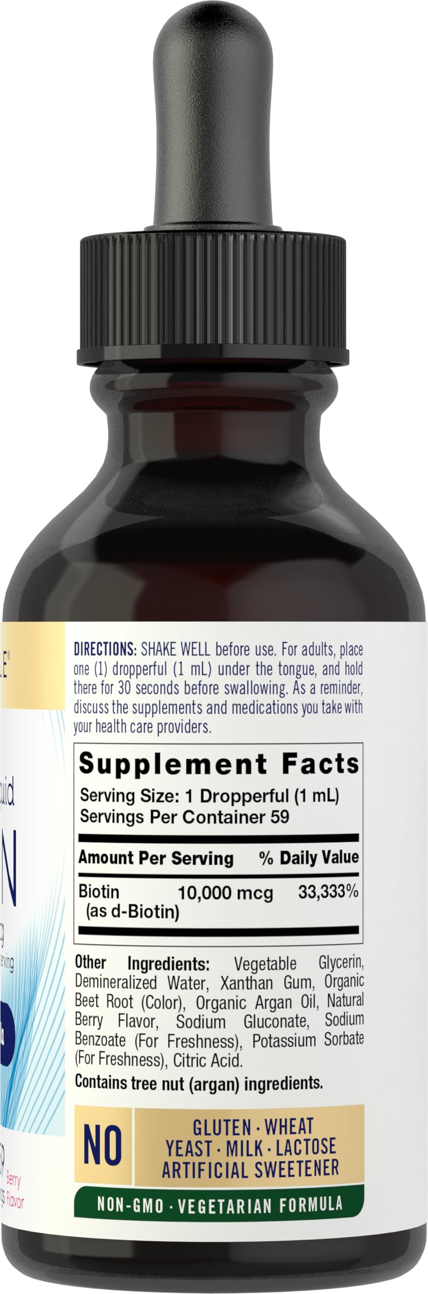 Carlyle Biotin 10000mcg Berry Drops bottle - side view