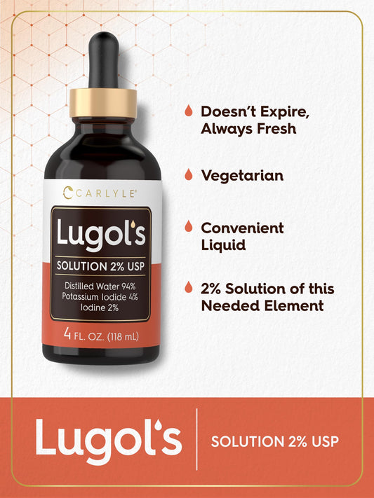 Carlyle Lugols Iodine 2% bottle and dropper close-up