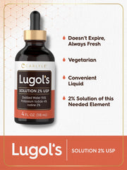 Carlyle Lugols Iodine 2% bottle and dropper close-up
