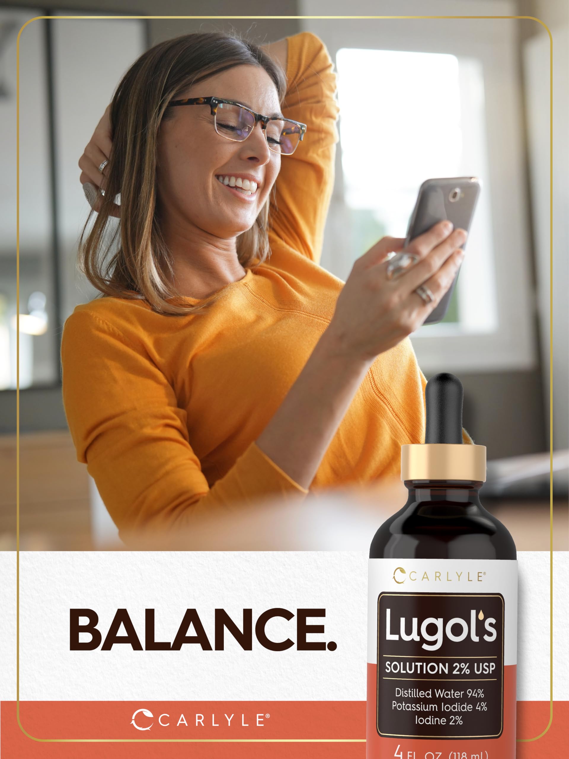 4 fl oz Lugols Iodine 2% bottle with label