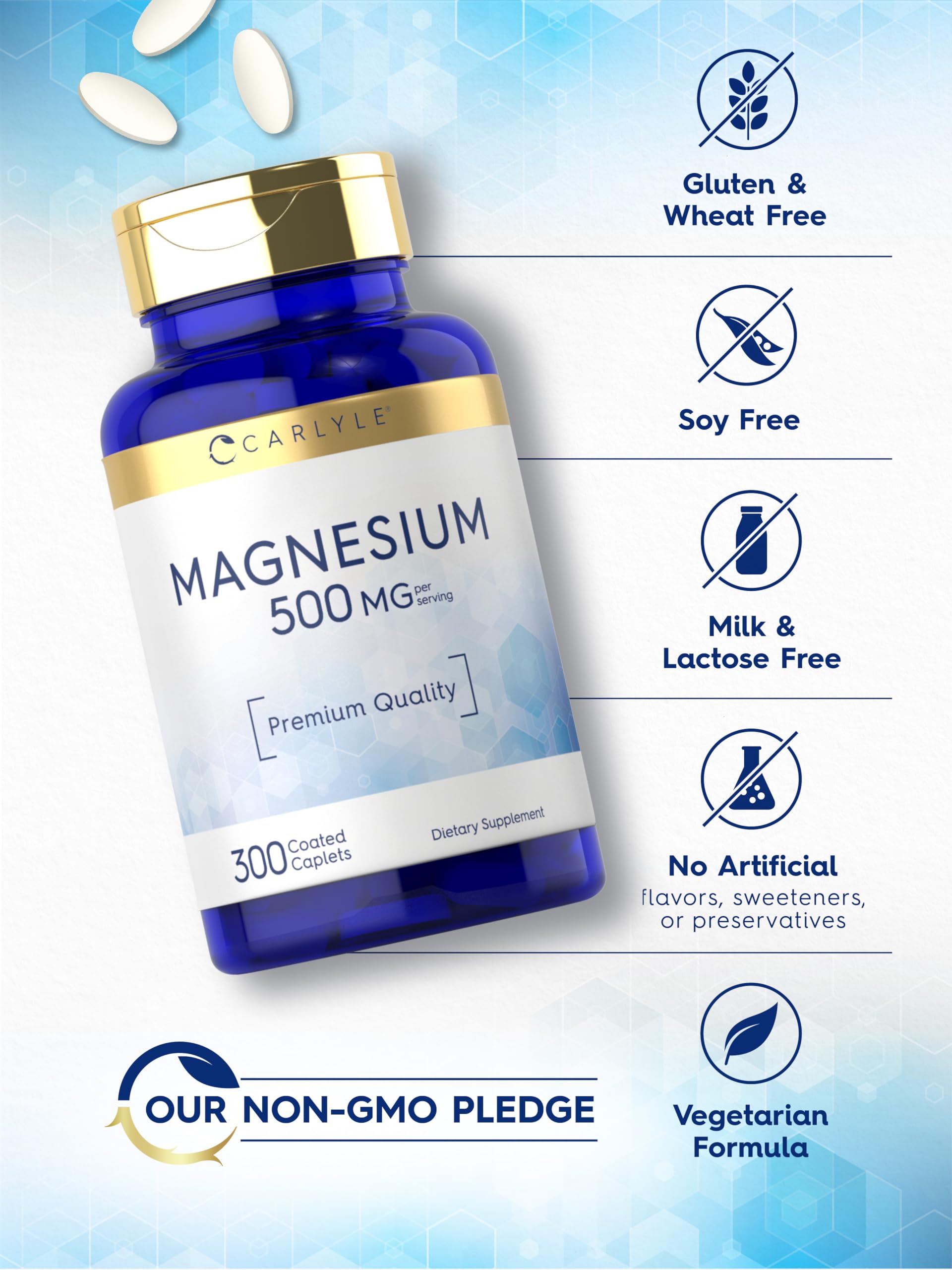 Magnesium oxide 500 mg per serving text on bottle