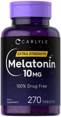 Bottle of Carlyle Melatonin 10mg 270 tablets on a white background