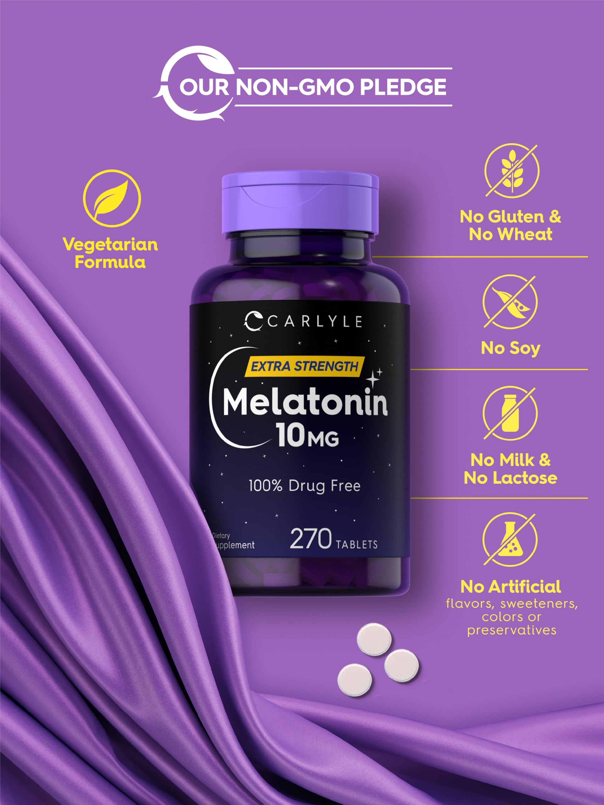 Carlyle Melatonin 10mg bottle with label and packaging
