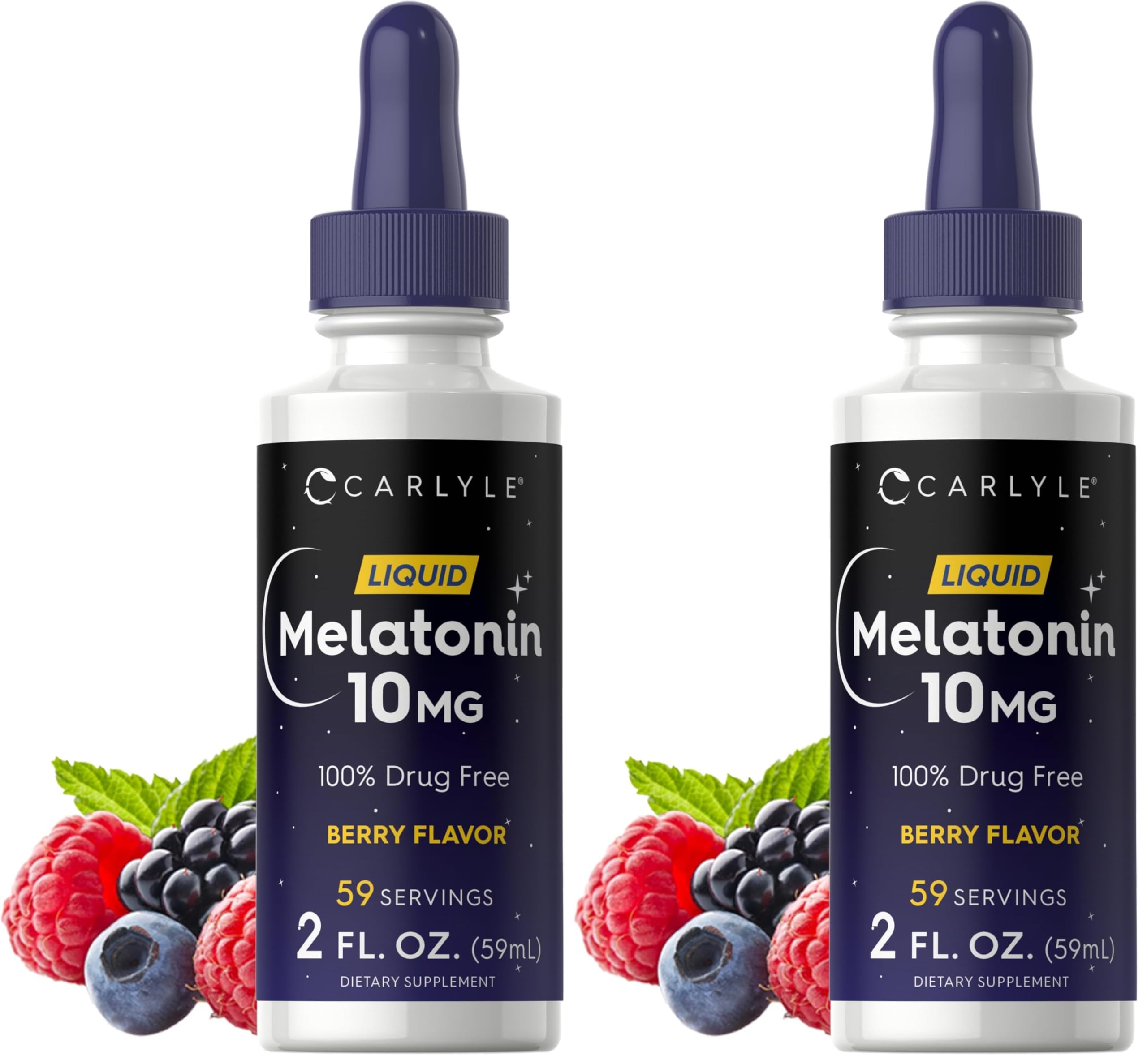 Carlyle Melatonin 10mg Berry Liquid Drops bottle—pack of 2, front view