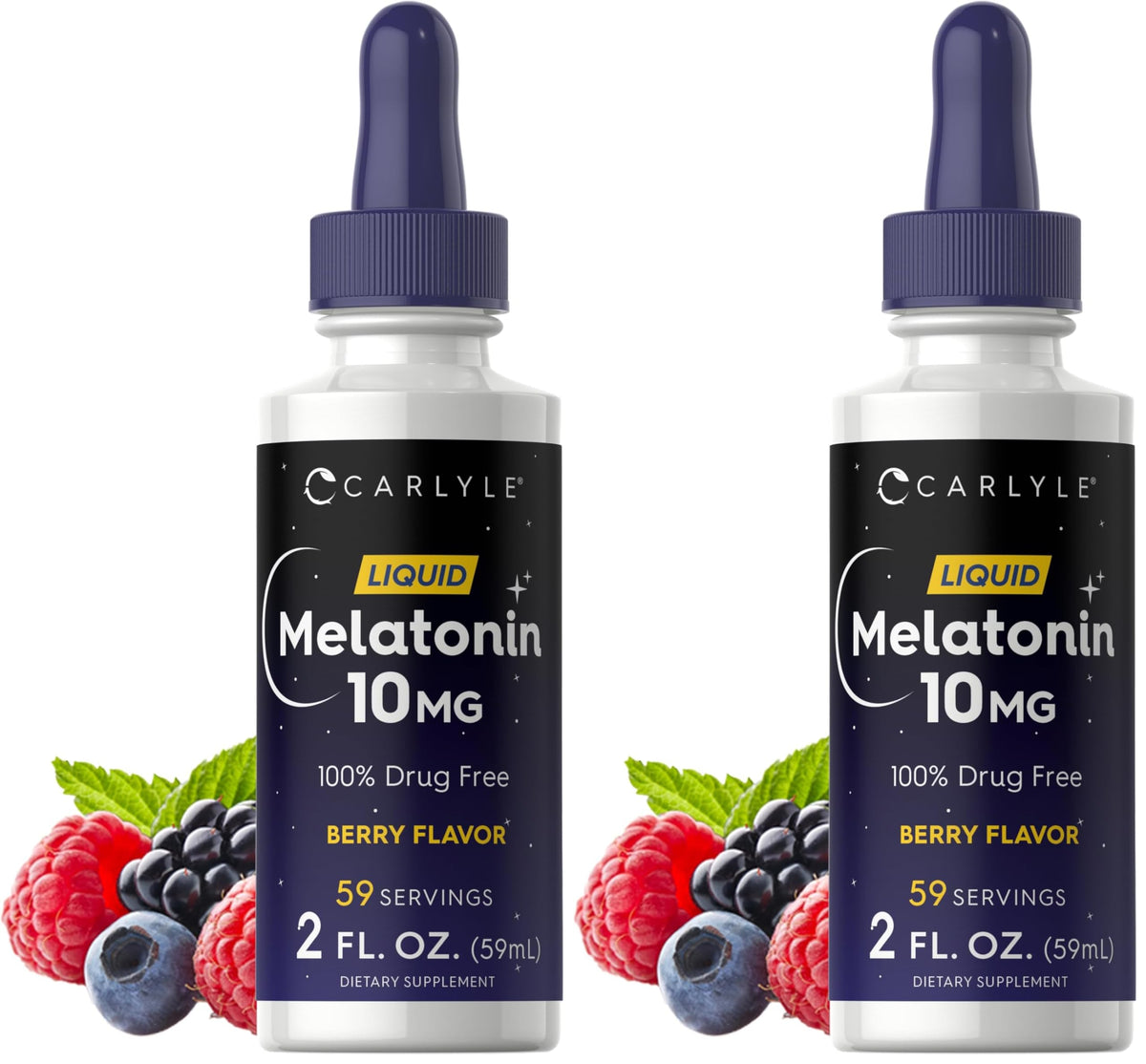 Carlyle Melatonin 10mg Berry Liquid Drops bottle—pack of 2, front view