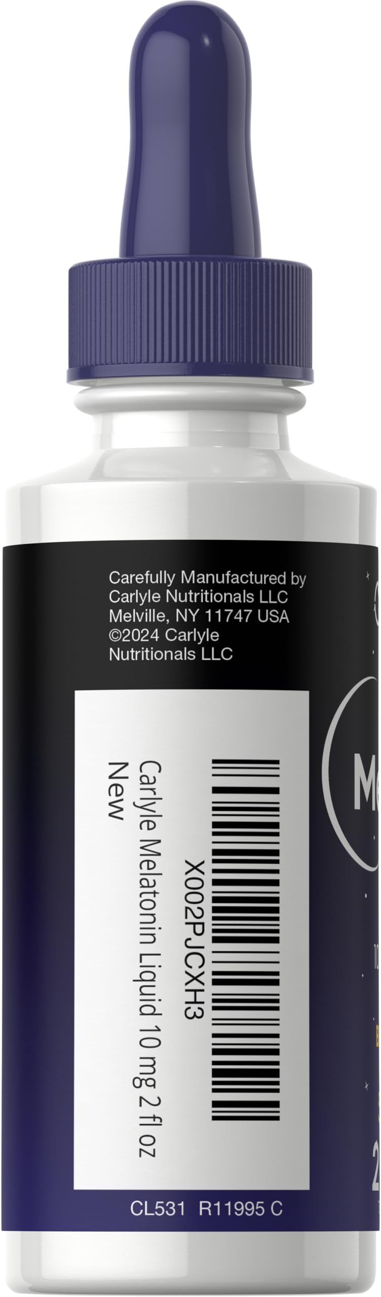 Ingredients and allergen information on Carlyle Melatonin bottle