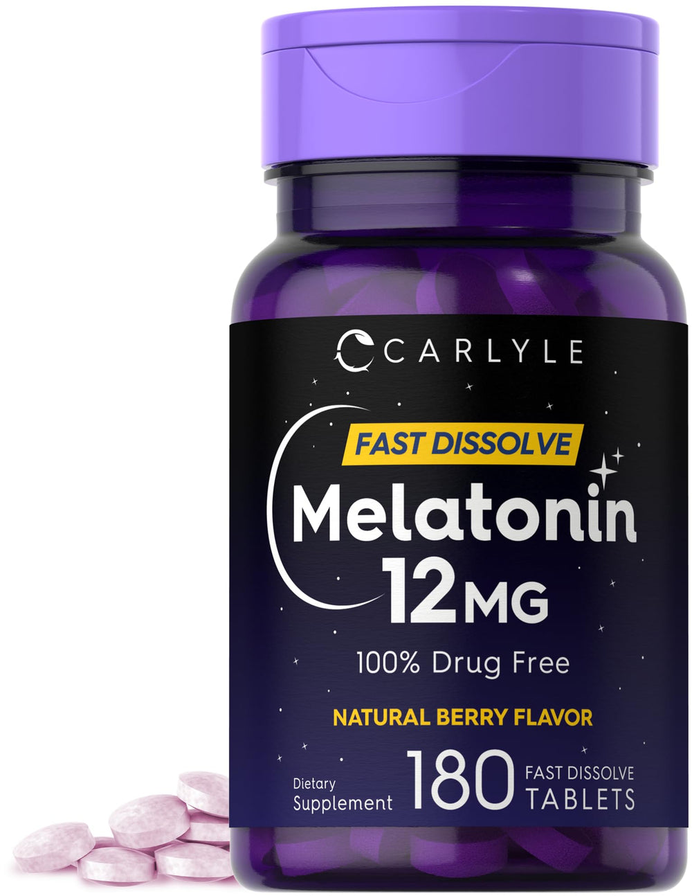 Carlyle Melatonin 12 mg fast-dissolve berry-flavored tablets, 180-count