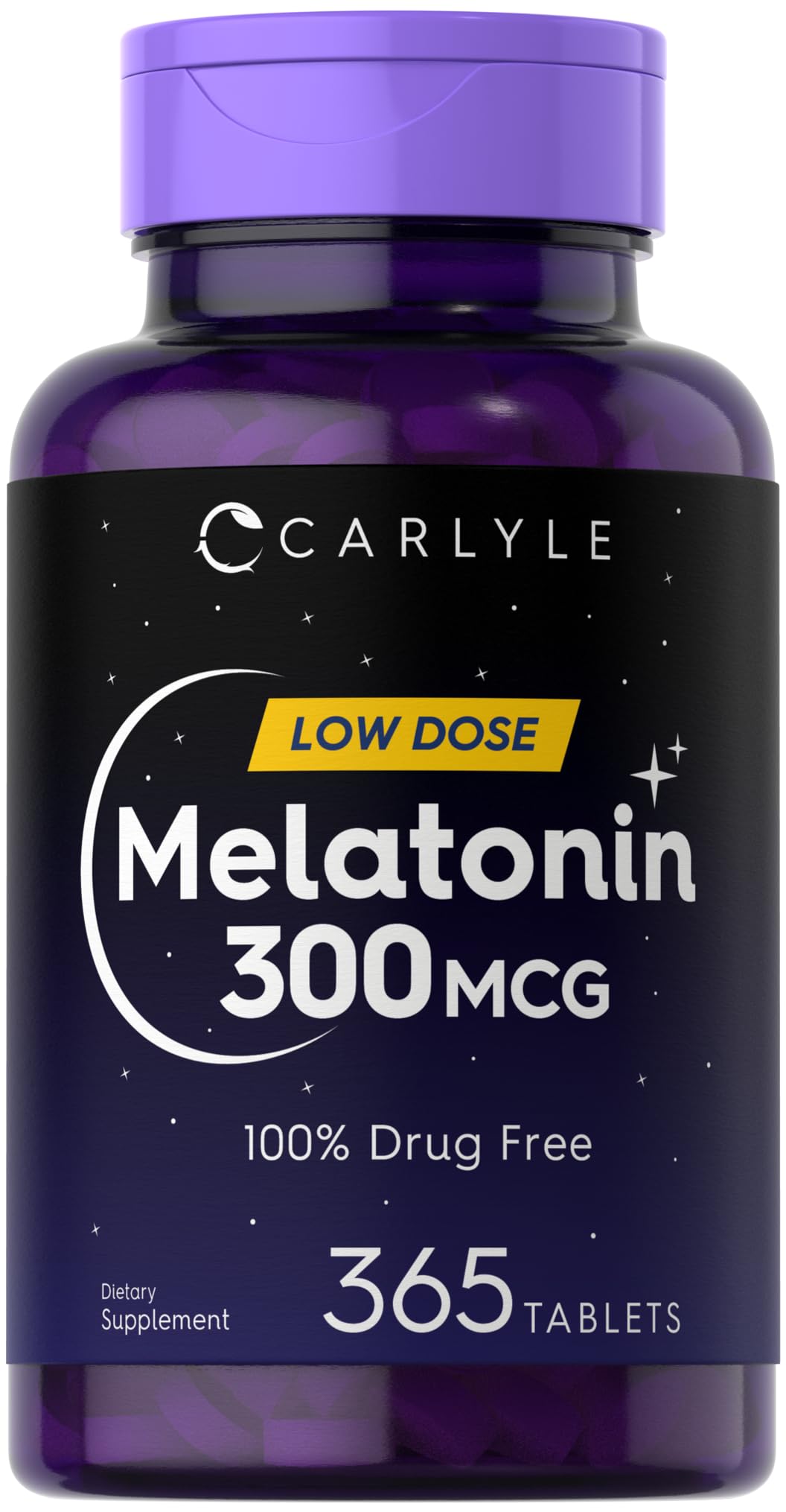 Carlyle Melatonin 300 mcg bottle with 365 tablets