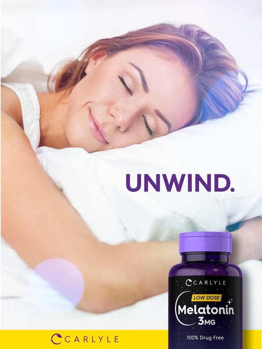 Close-up of Carlyle Melatonin 3mg bottle label
