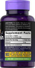 Dietary supplement chart showing melatonin 3 mg dosage
