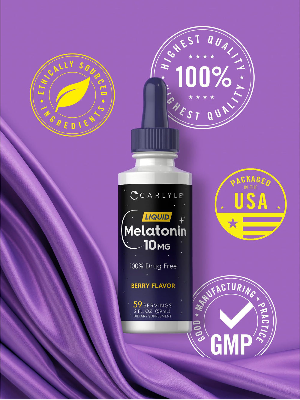 Berry flavor artwork for Carlyle Melatonin liquid drops