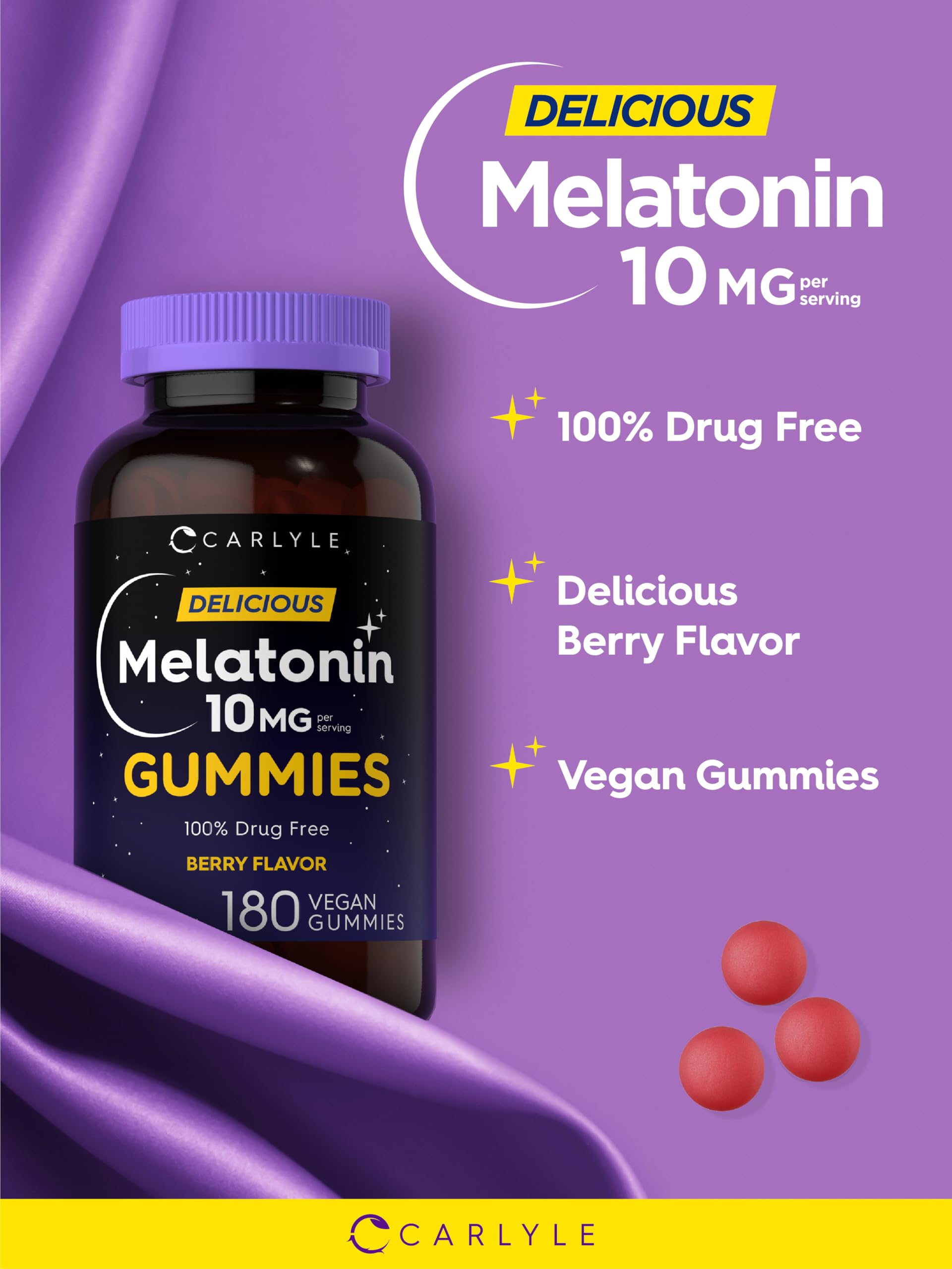Nutrition facts and serving details on Carlyle Melatonin Gummies label