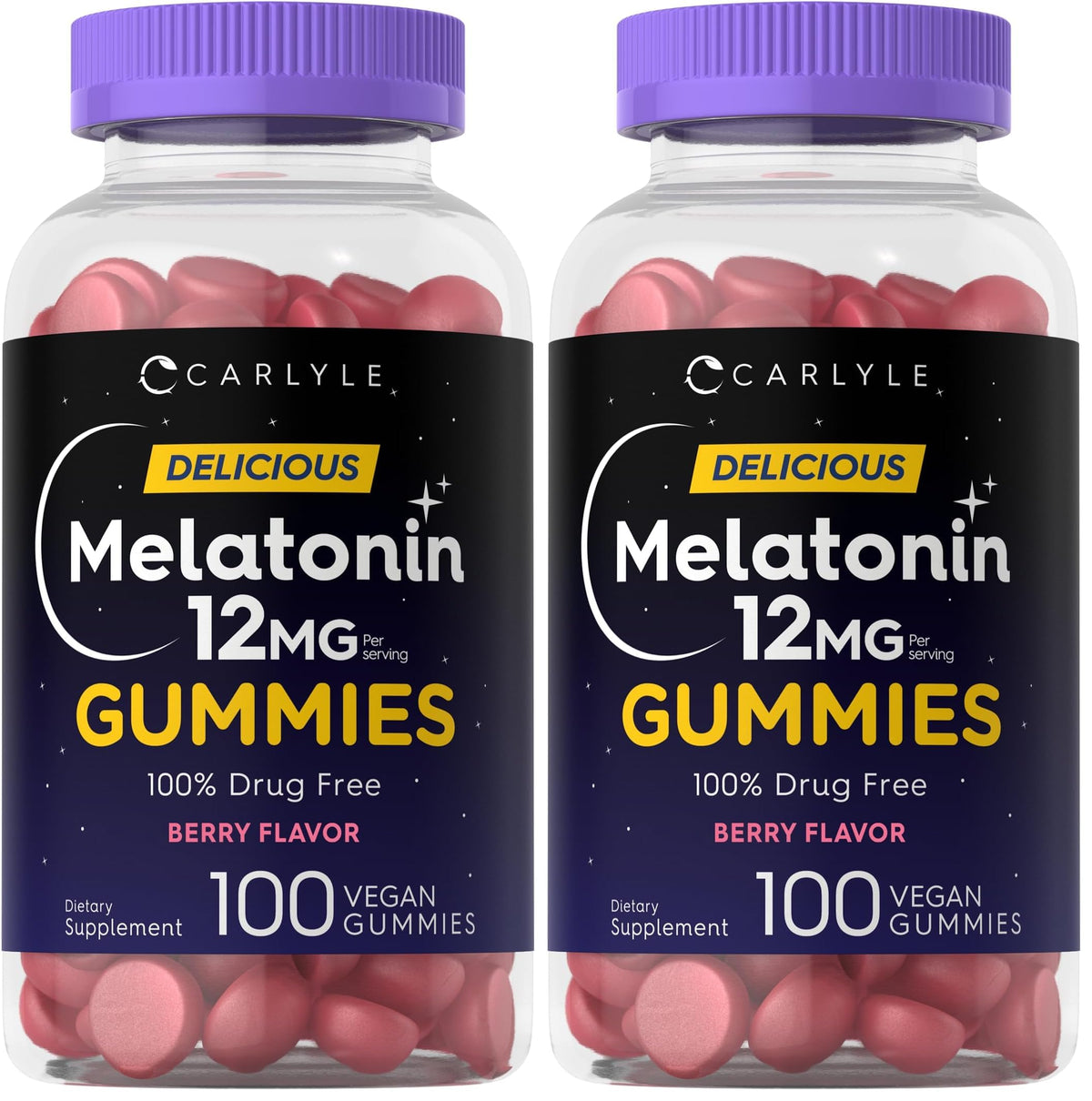 Carlyle Melatonin Gummies 12mg Berry flavor bottle front view