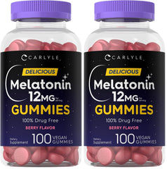 Carlyle Melatonin Gummies 12mg Berry flavor bottle front view
