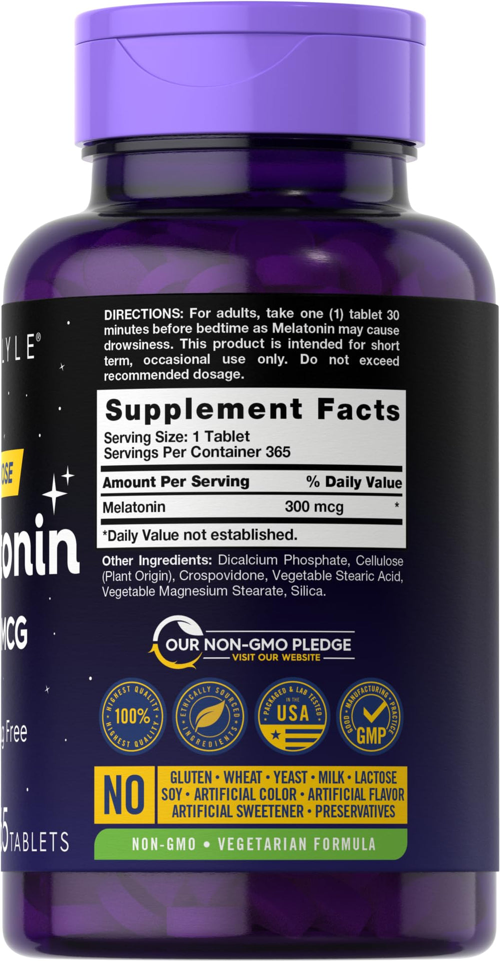 Lab-tested ingredients for Carlyle Melatonin 300 mcg