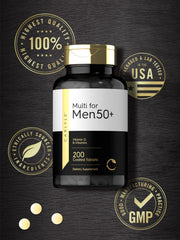 Back panel of Carlyle Men 50+ multivitamin bottle