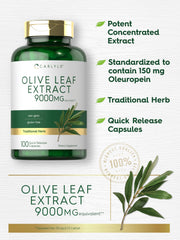 Supplement facts panel for Carlyle Olive Leaf Extract Capsules
