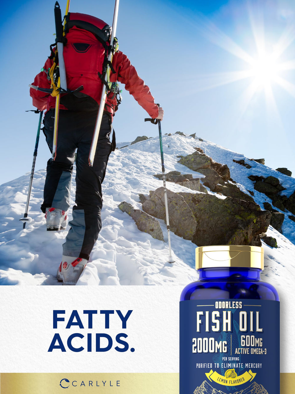 600 mg active Omega-3 per serving with EPA and DHA