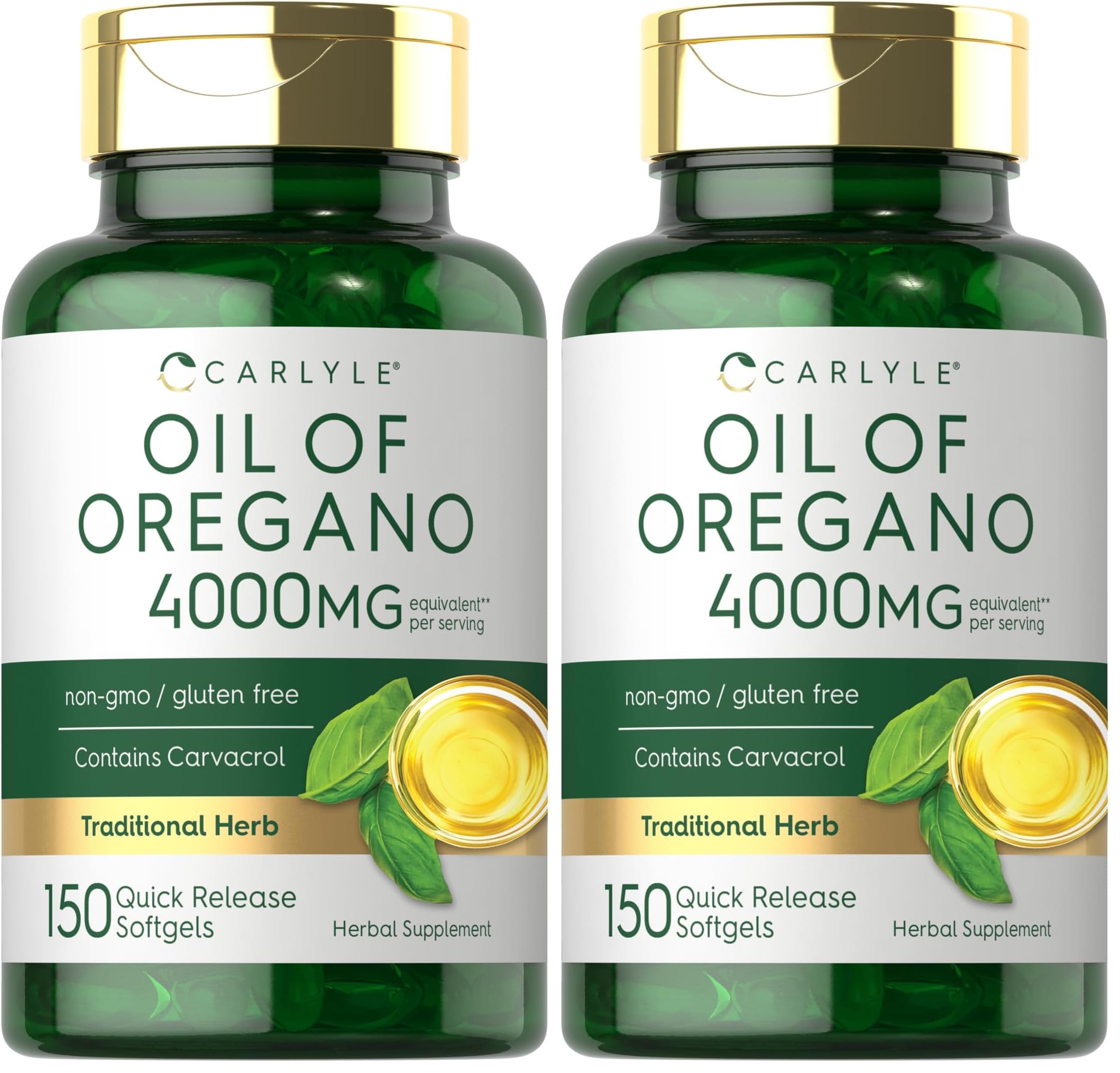 Carlyle Oregano Oil 4000mg bottle with 150 softgels – pack of 2