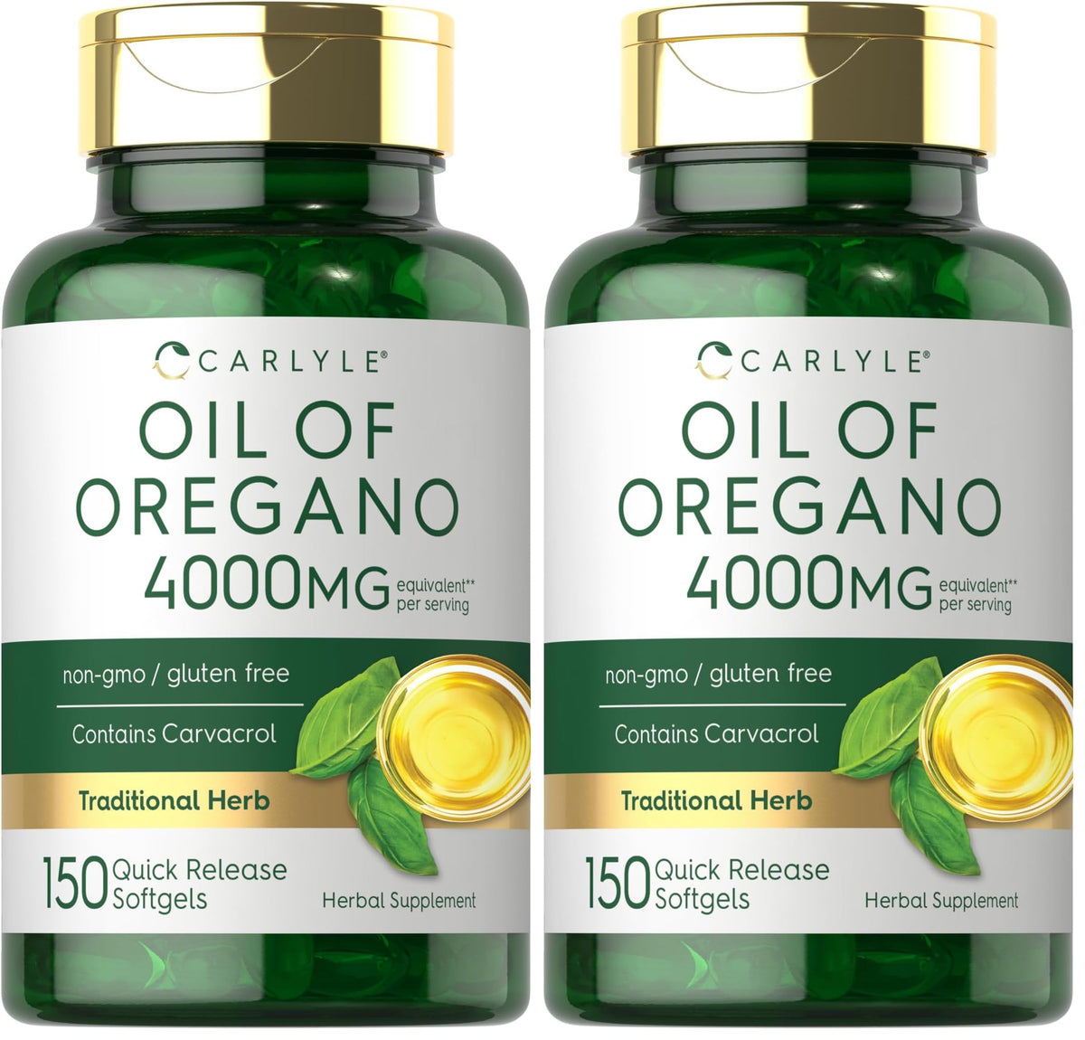 Carlyle Oregano Oil 4000mg bottle with 150 softgels – pack of 2
