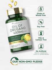 Supplement facts panel on Carlyle Oregano Oil bottle