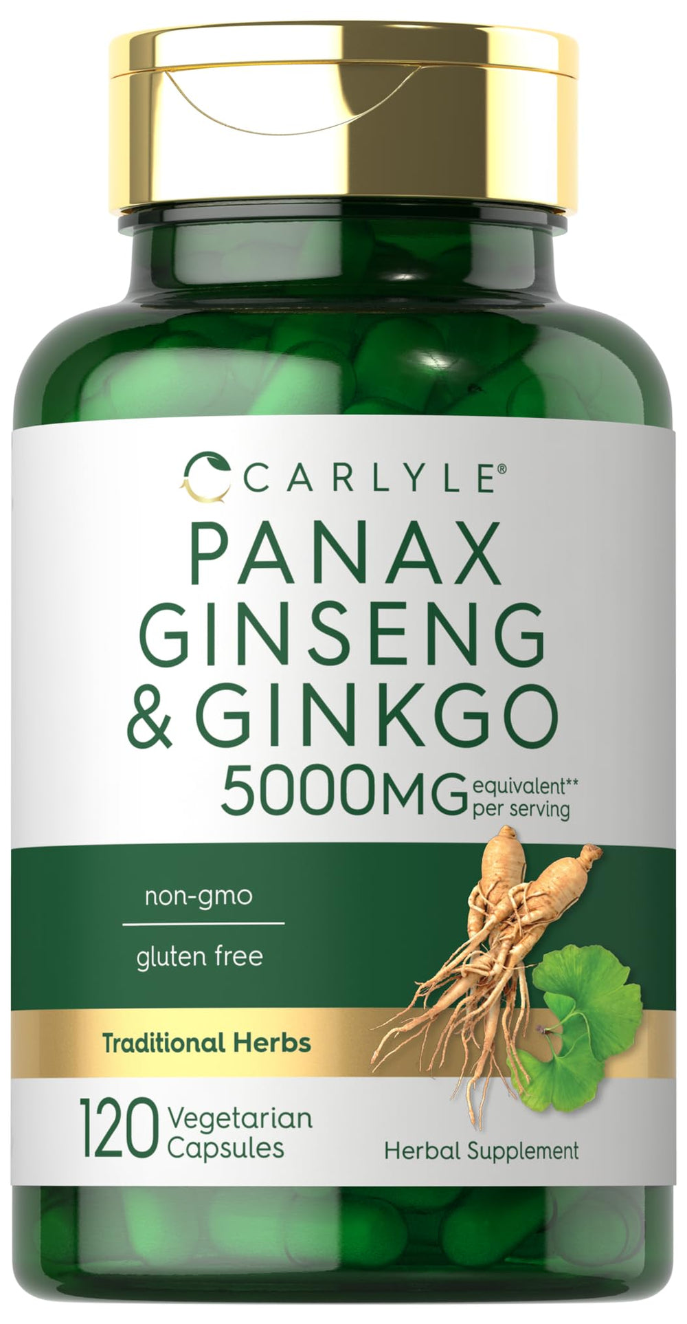 Carlyle Panax Ginseng & Ginkgo 5000mg bottle label